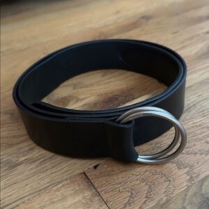 Shinola Belt Black Leather M Silver Buckle